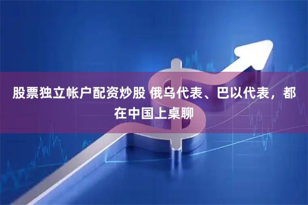 股票独立帐户配资炒股 俄乌代表、巴以代表，都在中国上桌聊